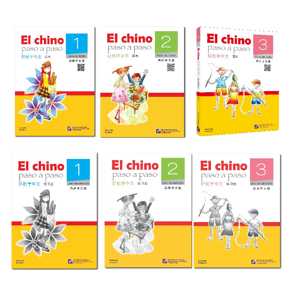 Easy Steps To Chinese Spanish-Annotated Textbooks and Workbooks Level 1-3 (6 Books Total) Learn Hanyu Pinyin Book